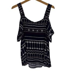 Sanctuary Cold Shoulder Geometric Print Top Size Small